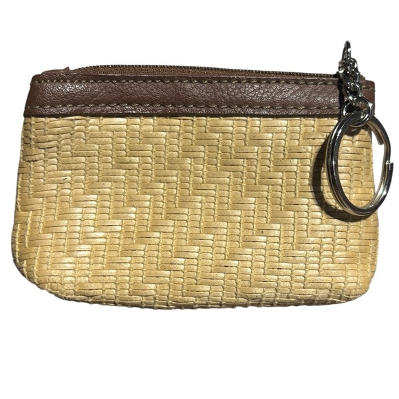 Worthington Brown Leather Woven Bag Set With Wooden Handles cruise tropical - Picture 7 of 9